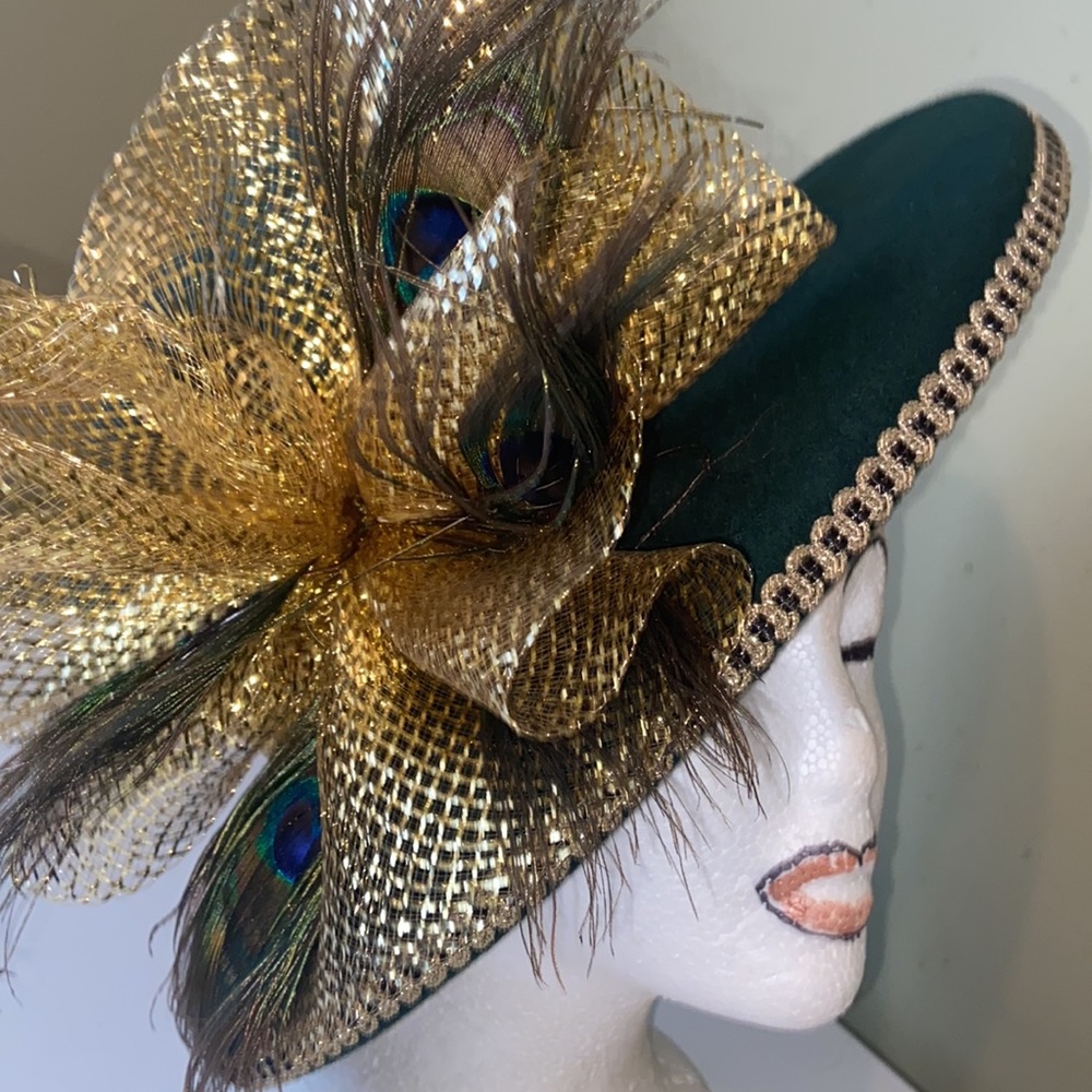 Beautiful Dark Green Wool Church Dress Hat